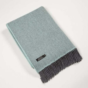 Brocante Gramon - Merino Cashmere Throw - Duck Egg Herringbone