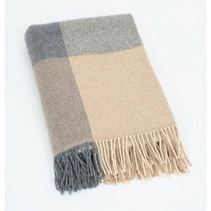 Brocante Gramon - Merino Cashmere Throw - Taupe Large Check