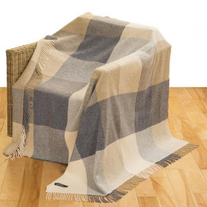 Brocante Gramon - Merino Cashmere Throw - Taupe Large Check