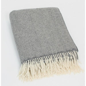 Brocante Gramon - Merino Cashmere Throw - Grey Herringbone