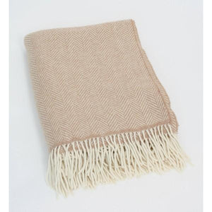 Brocante Gramon - Merino Cashmere Throw - Beige Herringbone