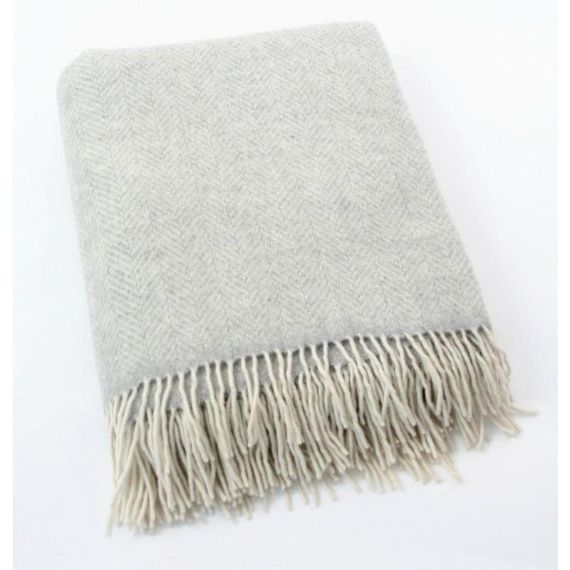 Brocante Gramon - Merino Cashmere Throw - Light Grey Herringbone