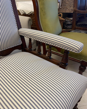 Brocante Gramon - European Linen Ticking Armchair