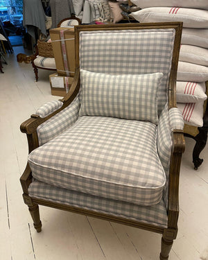Brocante Gramon - Pale Blue Gingham Armchair