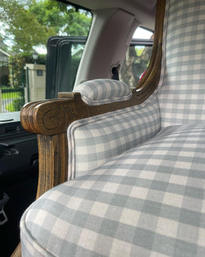Brocante Gramon - Pale Blue Gingham Armchair