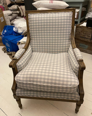 Brocante Gramon - Pale Blue Gingham Armchair