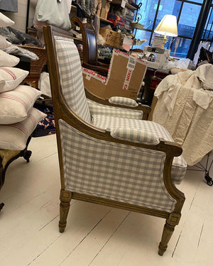 Brocante Gramon - Pale Blue Gingham Armchair