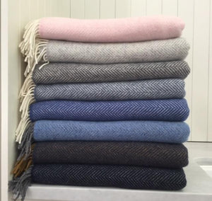 Brocante Gramon - Merino Cashmere Throw - Beige Herringbone