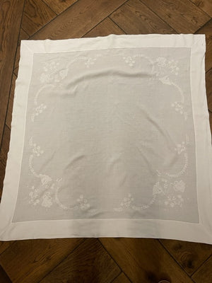 Brocante Gramon - Vintage French linen white tablecloth