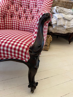 Brocante Gramon - Red Check Victorian Armchair