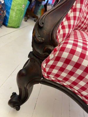 Brocante Gramon - Red Check Victorian Armchair