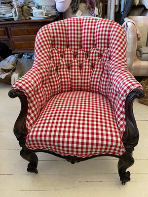Brocante Gramon - Red Check Victorian Armchair