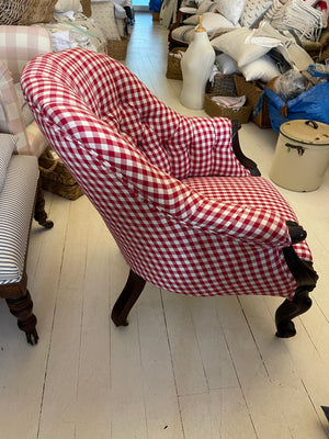 Brocante Gramon - Red Check Victorian Armchair