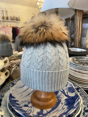Brocante Gramon - SCA 3-ply Beanies | Duck Egg Blue Cable Knit