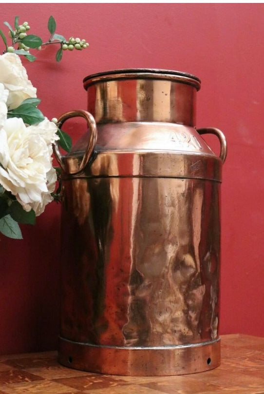 Brocante Gramon - Vintage copper milk can and lid