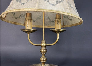 Brocante Gramon - Antique French brass two light Briolette lamp