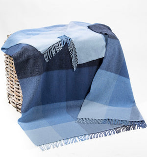 Brocante Gramon - Merino Cashmere Throw - Mix Blue Large Check
