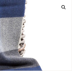 Brocante Gramon - Merino Cashmere Throw - Blue, Demin + White Large Check