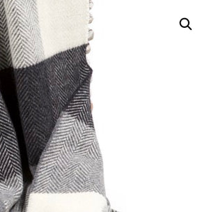 Brocante Gramon - Merino Cashmere Throw - Grey + White Herringbone Large Check