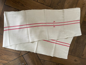 Brocante Gramon - Antique Linen Table Runner - monogrammed 'KE'