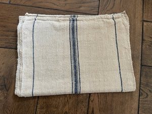 Brocante Gramon - Antique Linen Table Runner - navy ticking