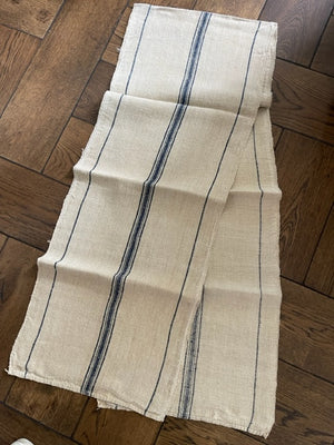 Brocante Gramon - Antique Linen Table Runner - navy ticking