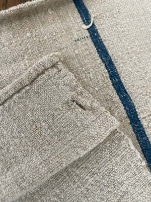 Brocante Gramon - Antique Linen Table Runner - monogrammed 'BJ'