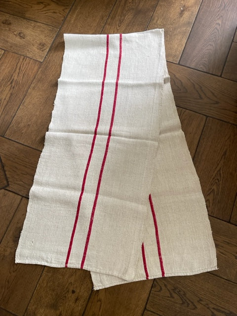 Brocante Gramon - Antique Linen Table Runner - Red Ticking