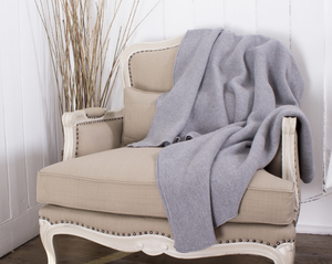 Brocante Gramon - Waffle Stitch 4-Ply Cashmere Blanket Throw - Potash