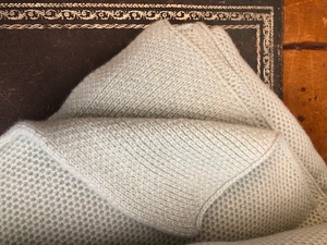 Brocante Gramon - Waffle Stitch 4-Ply Cashmere Blanket Throw - Duck Egg