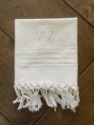 Brocante Gramon - Vintage French Cotton Waffle hand towels - monogrammed