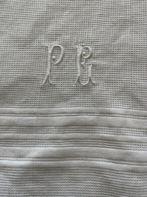 Brocante Gramon - Vintage French Cotton Waffle hand towels - monogrammed