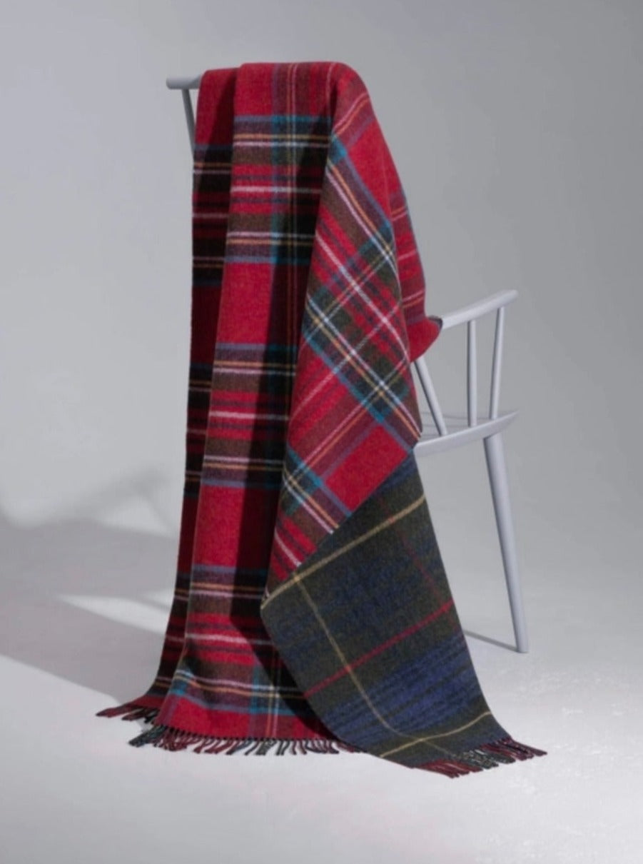 Brocante Gramon - Lambswool Double Face Check Throw | Hunting Stewart