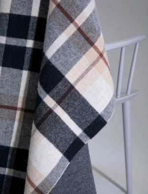 Brocante Gramon - Lambswool Double Face Check Throw | Black + Brown Plaid