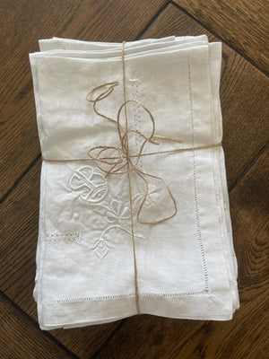 Brocante Gramon - Vintage White Linen Tablecloth #SB