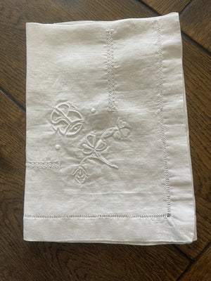 Brocante Gramon - Vintage White Linen Napkins #SB - Set of 11