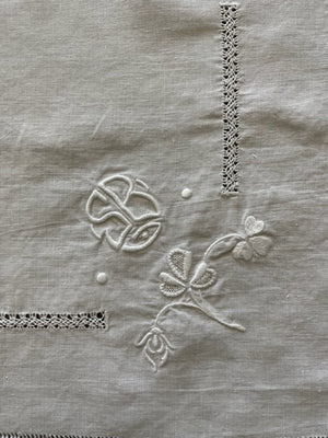 Brocante Gramon - Vintage White Linen Napkins #SB - Set of 11