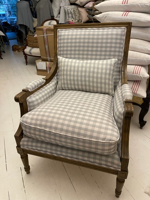 Brocante Gramon - Pale Blue Gingham Armchair