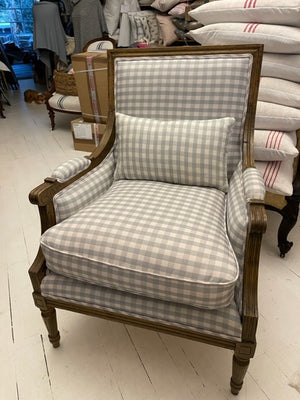 Brocante Gramon - Pale Blue Gingham Armchair