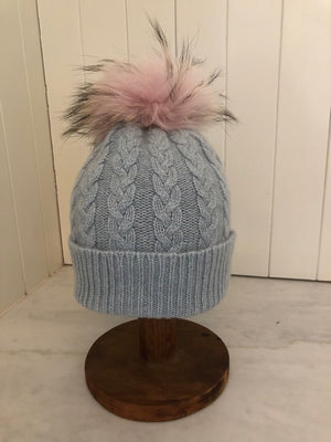 Brocante Gramon - SCA 3-ply Beanies | Duck Egg Blue Cable Knit