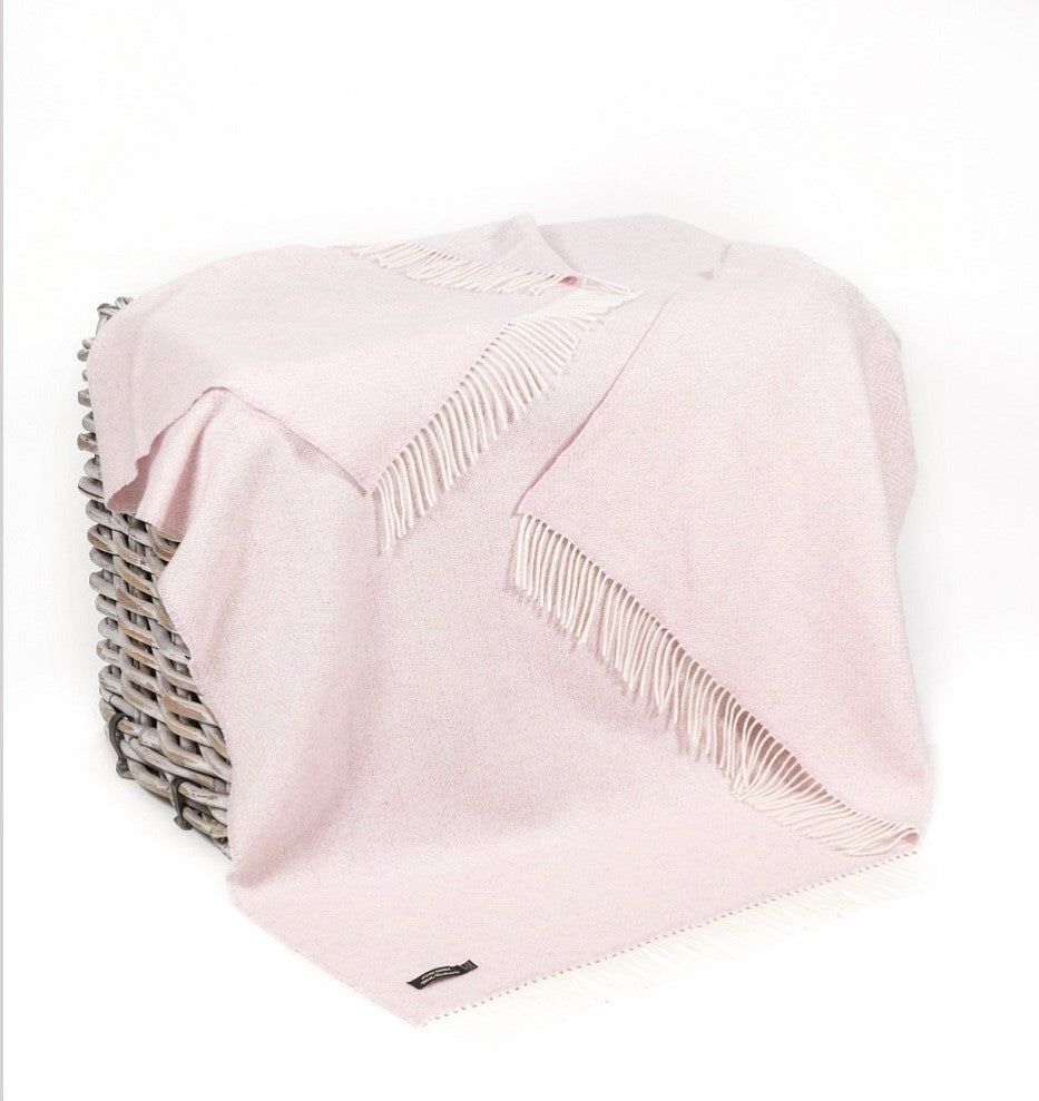 Brocante Gramon - Merino Cashmere Throw - Pink Herringbone