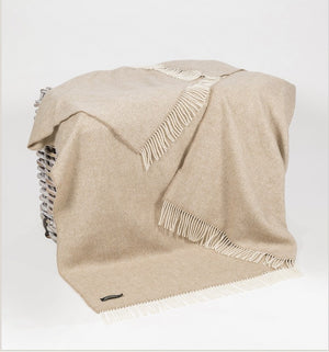 Brocante Gramon - Merino Cashmere Throw - Beige Herringbone