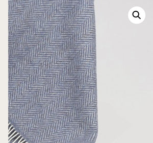 Brocante Gramon - Merino Cashmere Throw - Blue Herringbone