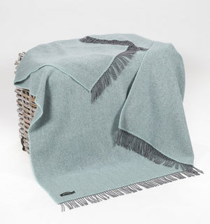 Brocante Gramon - Merino Cashmere Throw - Duck Egg Herringbone