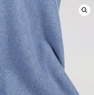Brocante Gramon - Merino Cashmere Throw - Grey + Blue Herringbone