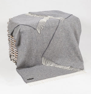 Brocante Gramon - Merino Cashmere Throw - Grey Herringbone