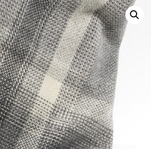 Brocante Gramon - Merino Cashmere Throw - Grey + Silver Border Check